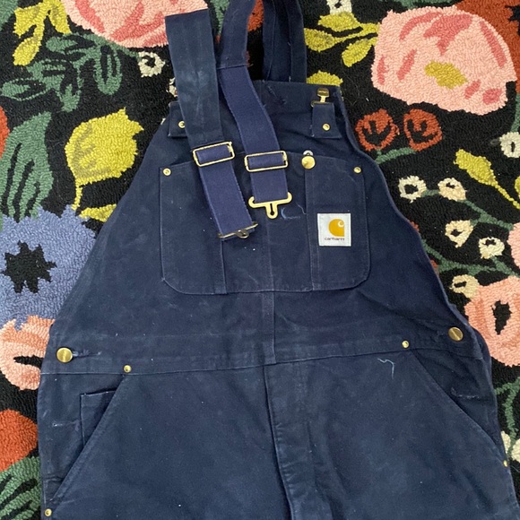 Carhartt Lined Heavy Bib Overalls 40x32 Navy - Picture 2 of 8